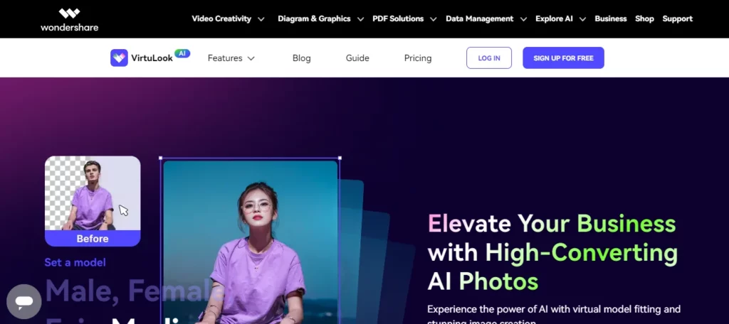 wondershare virtulook ai anime generator