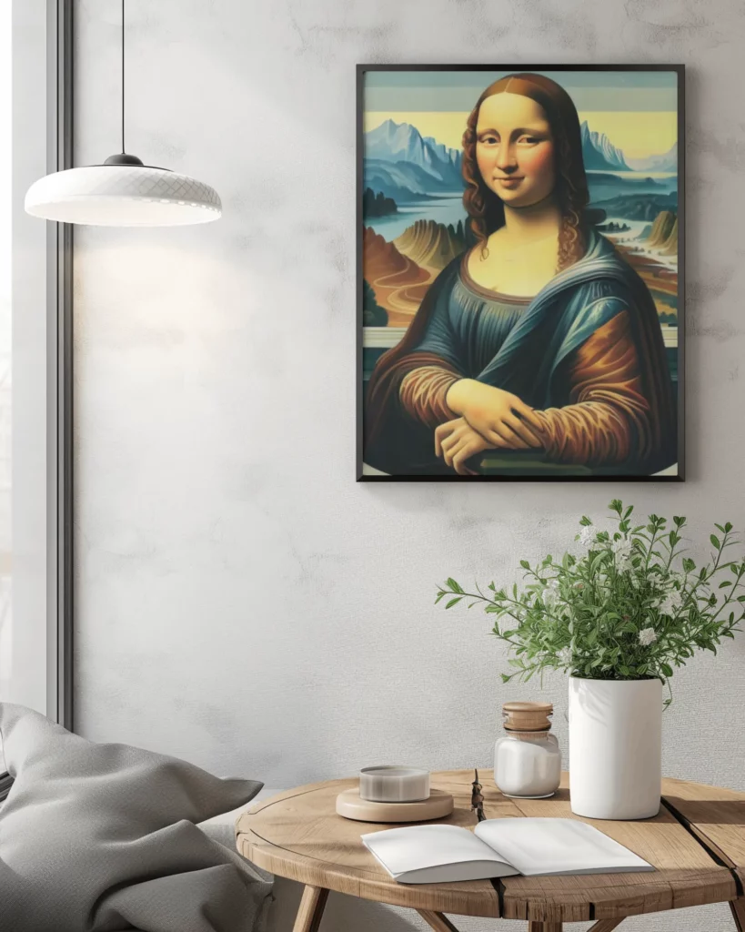 aesthetic poster mockup in living room