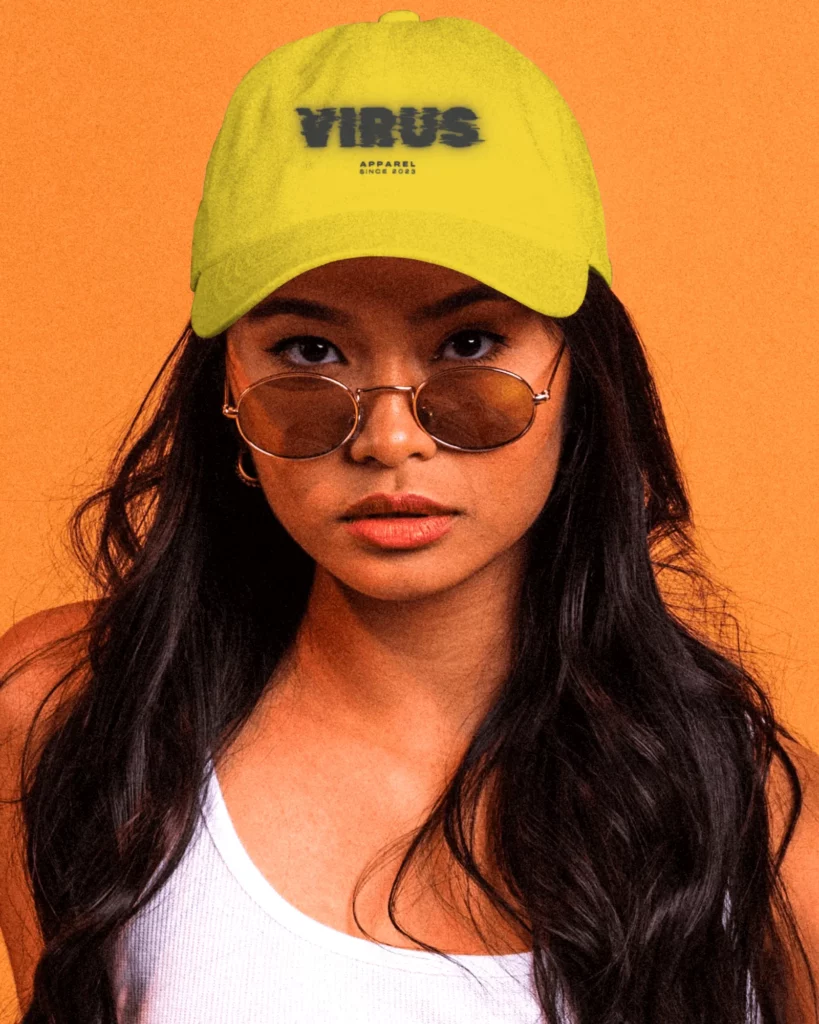 women wearing yellow cap mockup