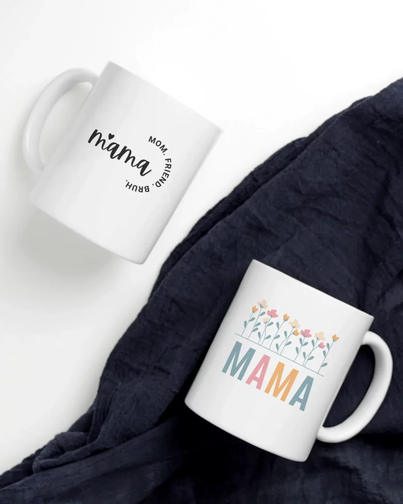 Mockup of Two 11 oz Coffee Mugs Side by Side