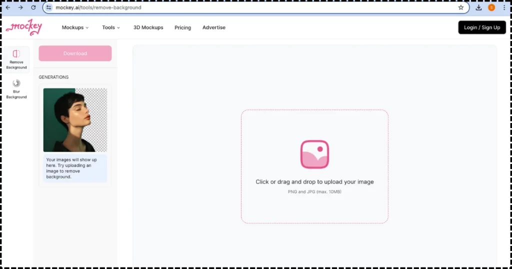 head over to the mockey background remover tool