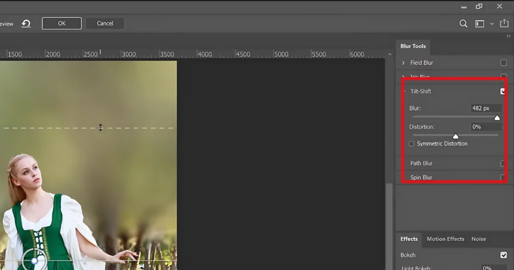 increase the blur in photoshop