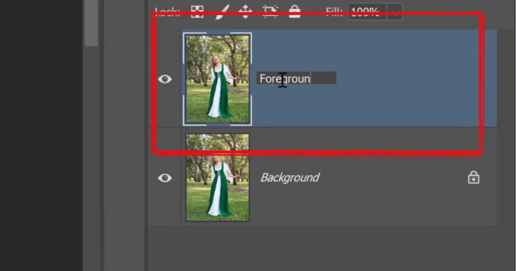 rename the layer foreground - how to blur background in photoshop