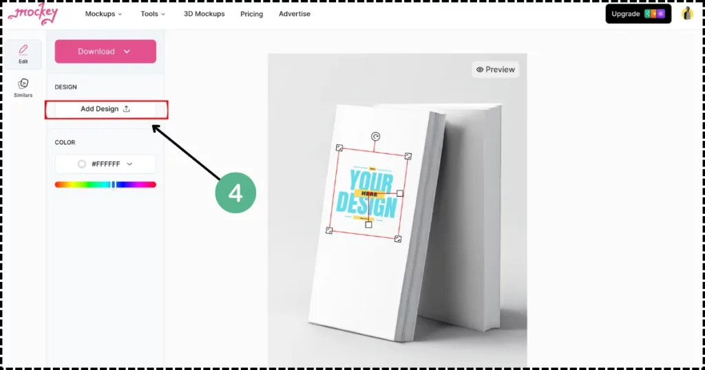 upload book design in mockey