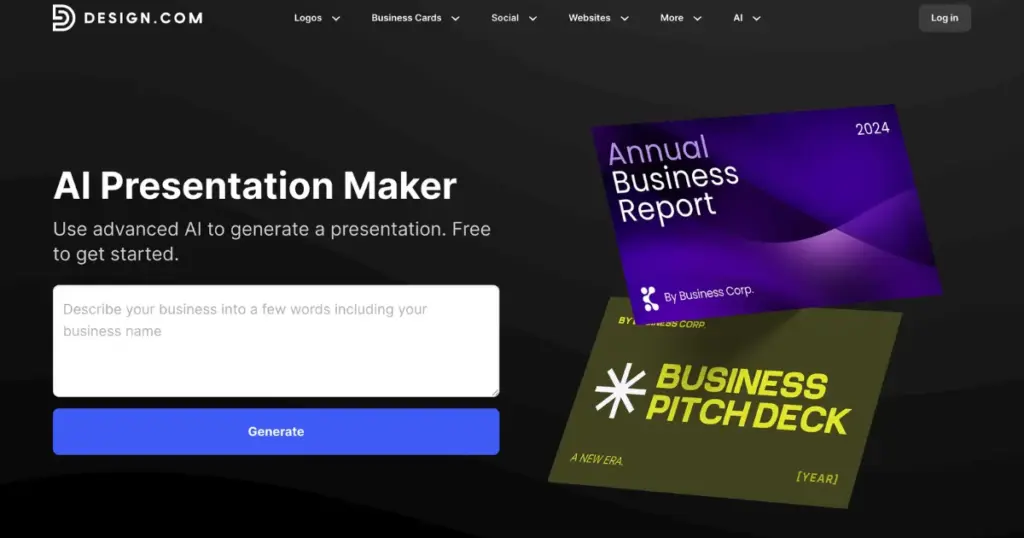 design.com alternative to visme for ai presentation