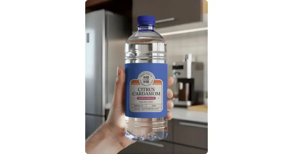 a plastic bottle held in someone’s hand
