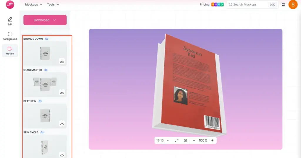 download your 3d book mockup in motion animation