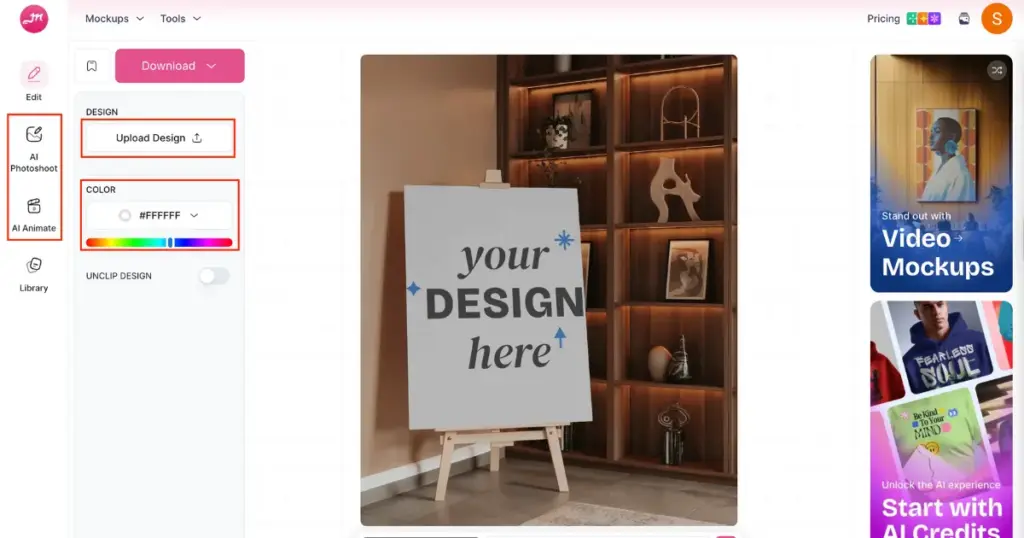 canvas mockup customization