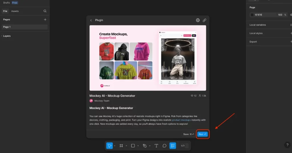 click run to install mockey ai plugin