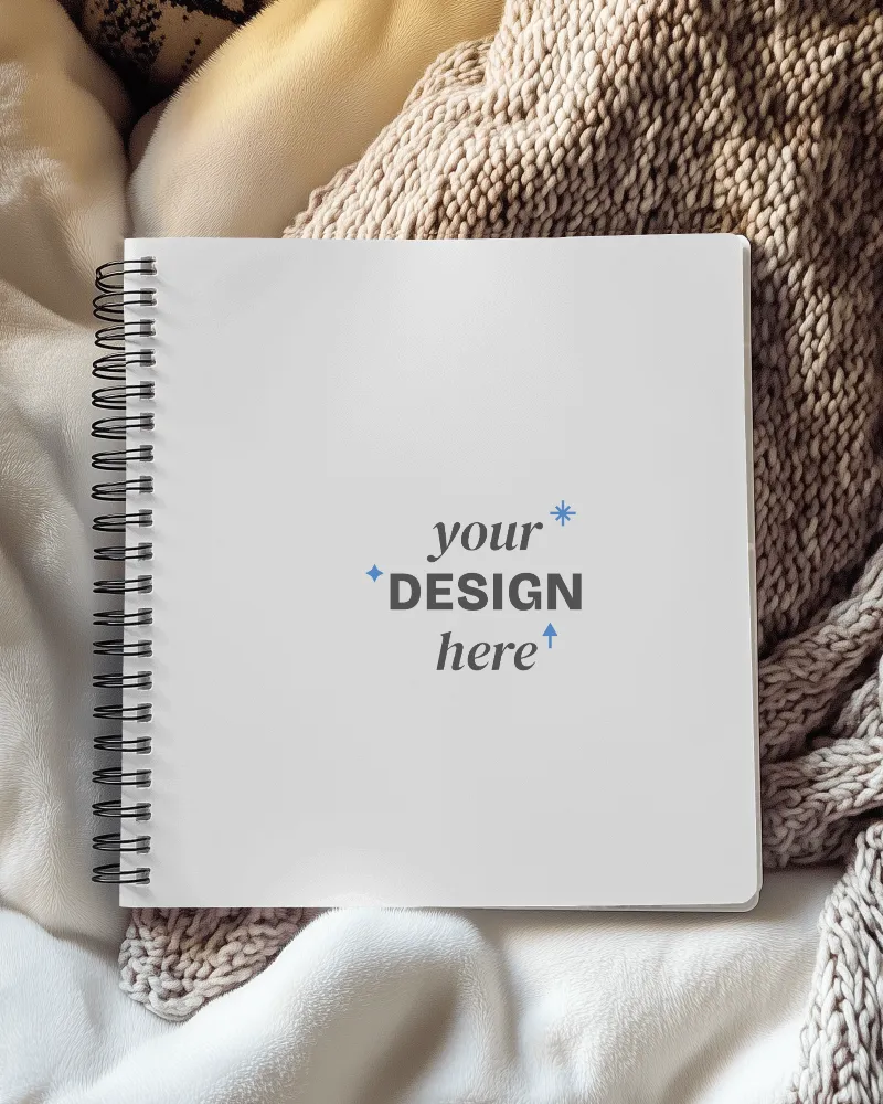 cozy blanket notebook mockup