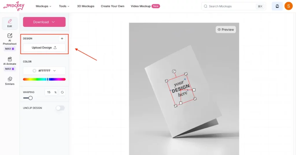 click upload design