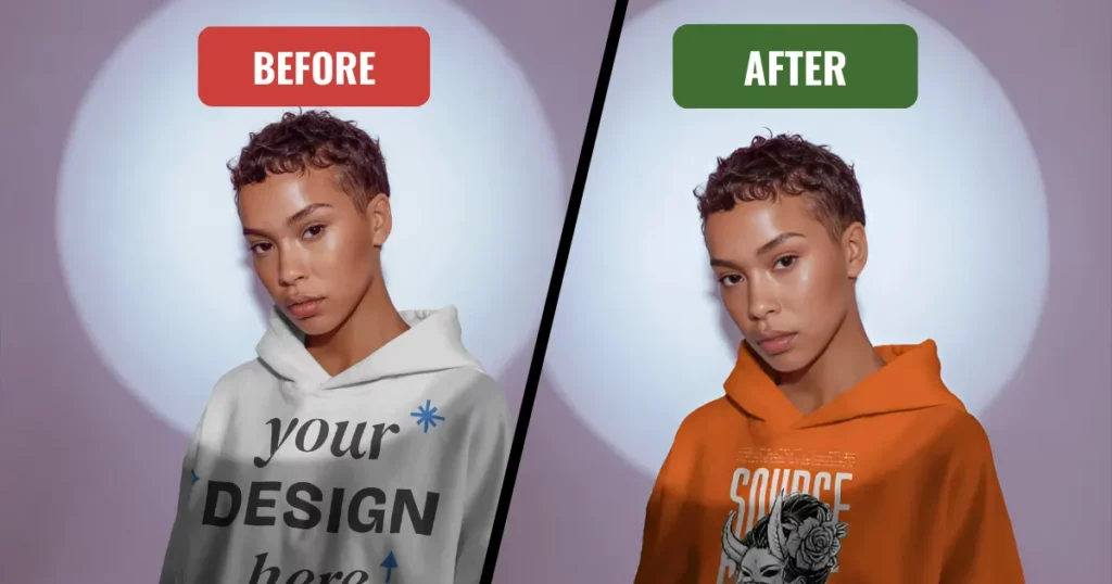 model wears a hoodie in the spotlight