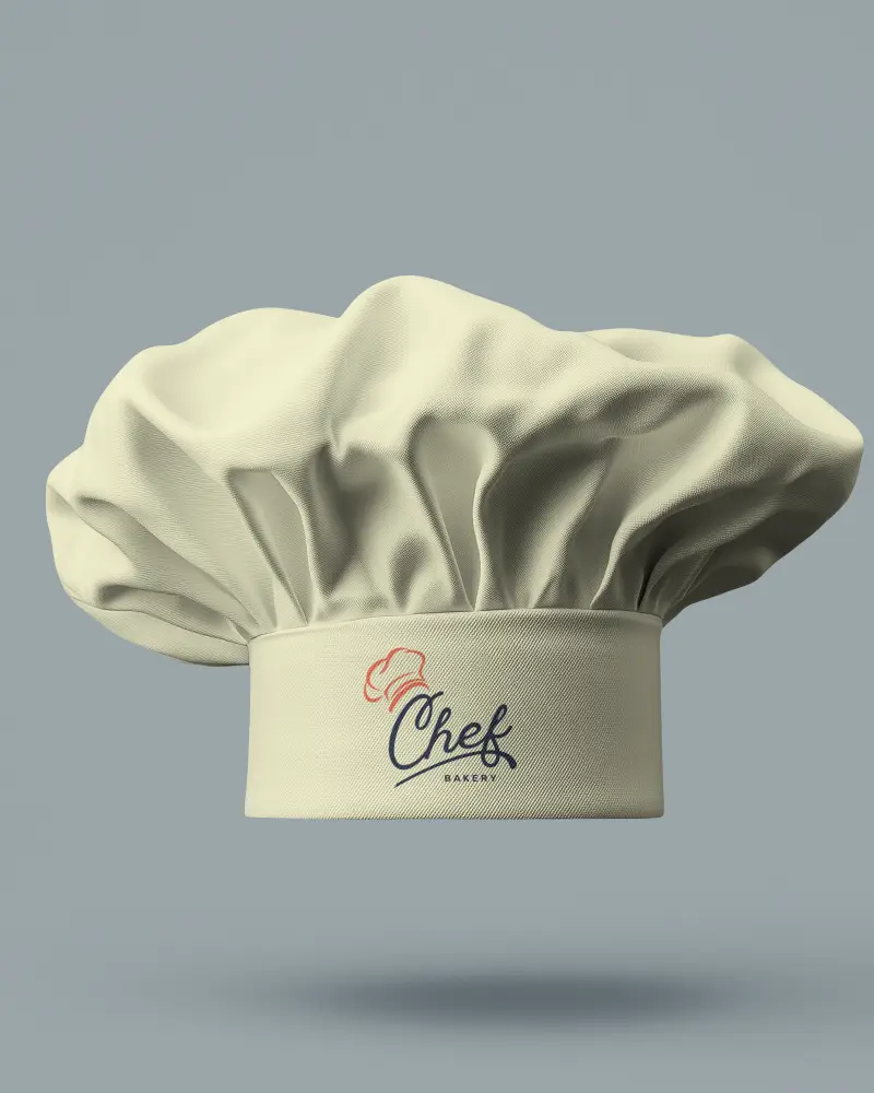 professional chef hat mockup suspended mid air for modern culinary branding display

