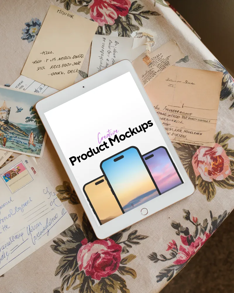 vintage aesthetic ipad mockup digital tablet