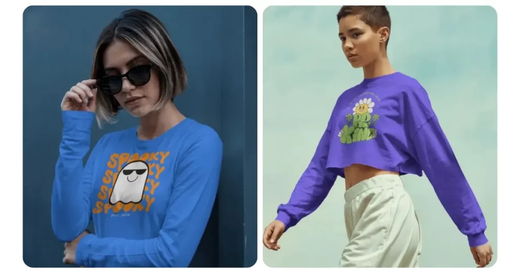 try long sleeve crop top mockup templates