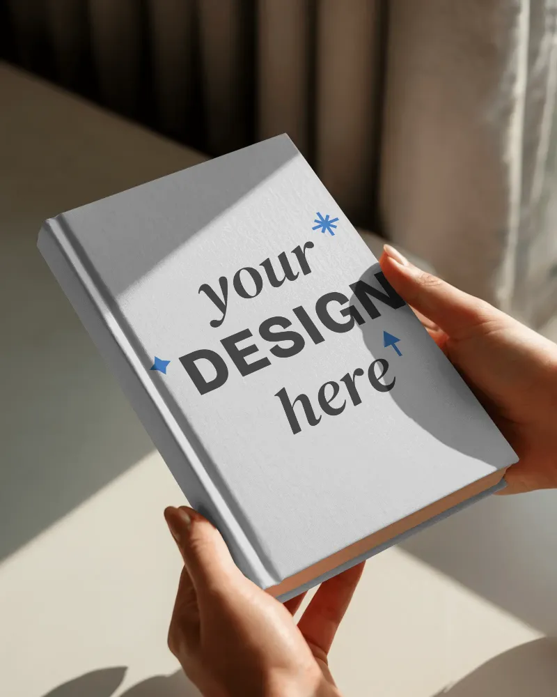 book mockup hands holding hardcover