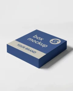minimal thin box mockup on white background clean top view for premium retail packaging