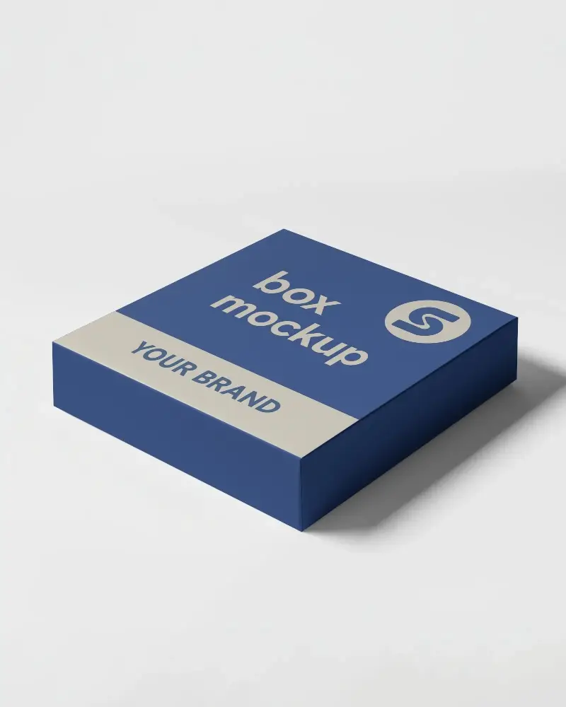 minimal thin box mockup on white background clean top view for premium retail packaging