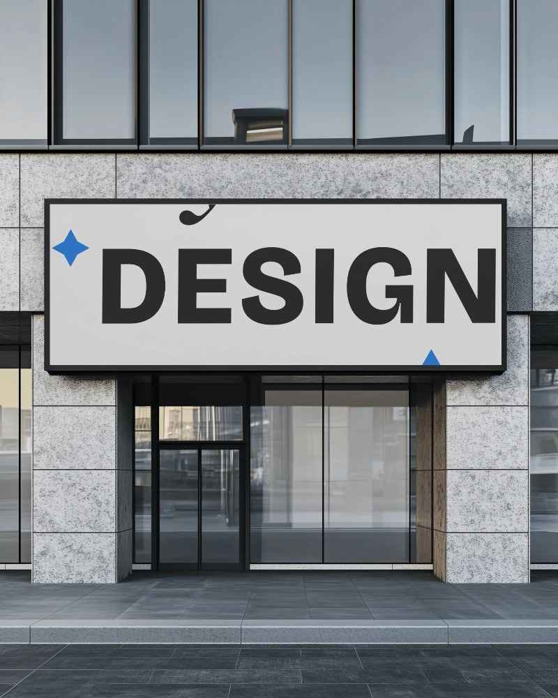 professional building billboard mockup blank white display outside commercial property








