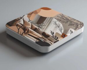 Minimal square coaster mockup shown in angled perspective — great for showcasing branding designs.