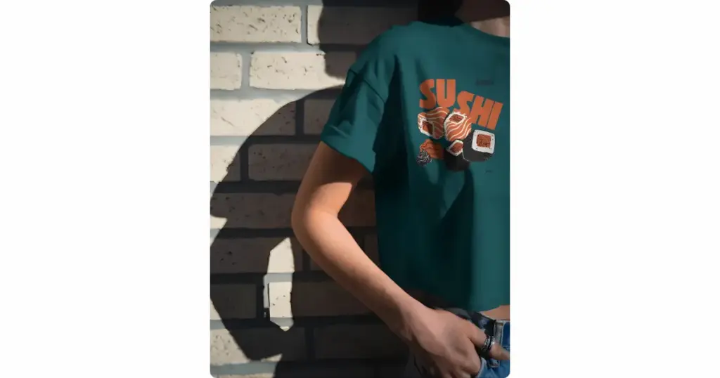 close-up shot of a model in a crop top