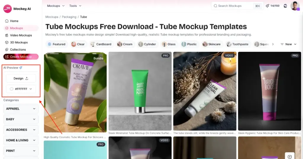 ai preview feature for tube mockups