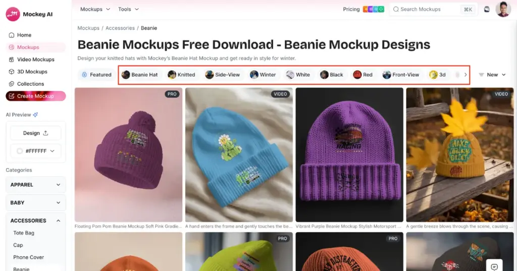 pick from different beanie style