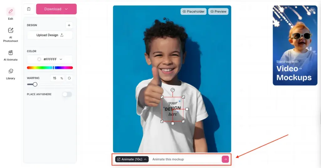 use mockey.ai's animate feature