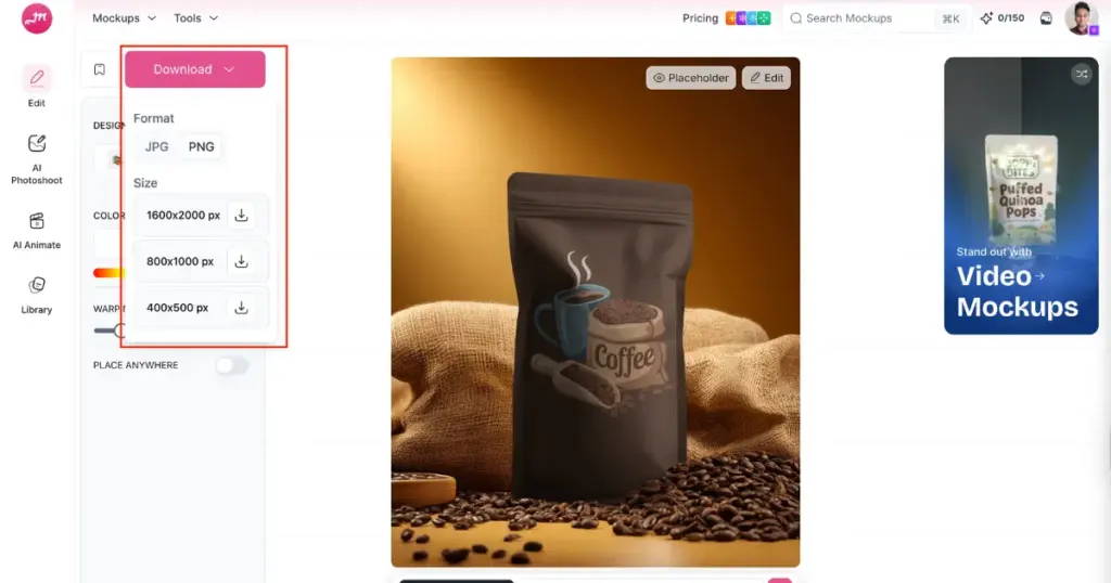 download the pouch mockup