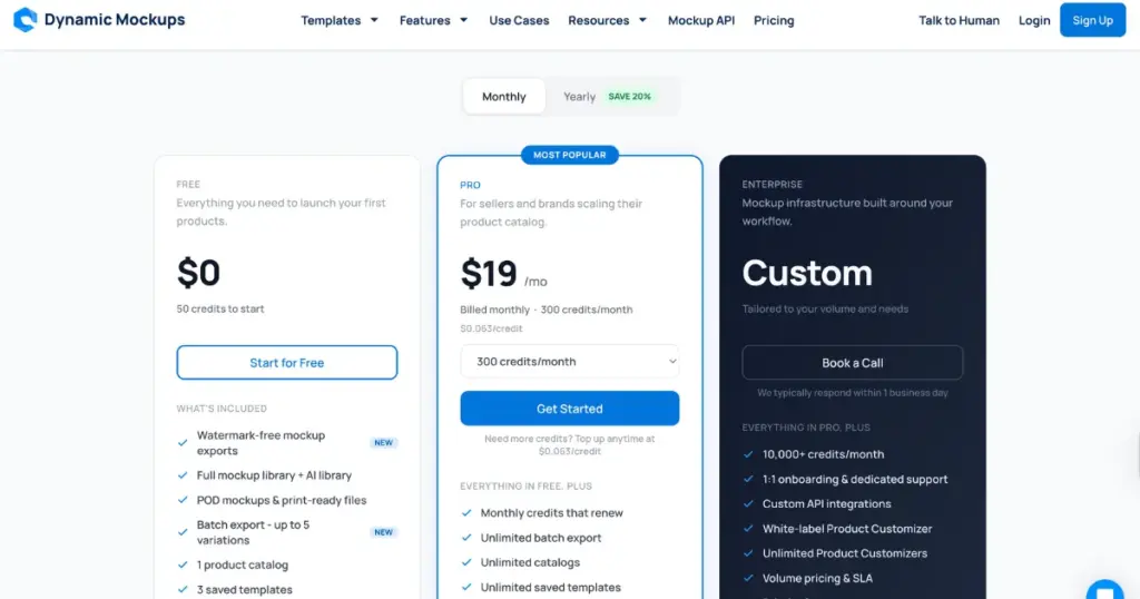 dynamic mockups pricing