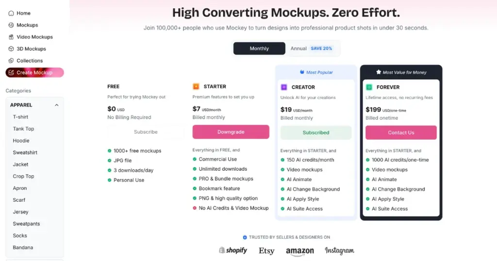 mockey ai pricing
