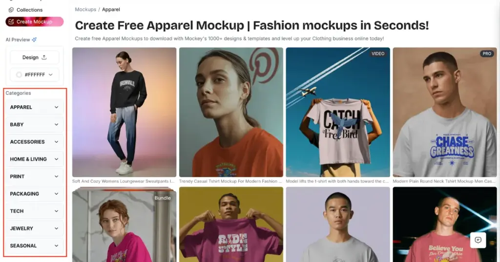 mockey.ai product categories