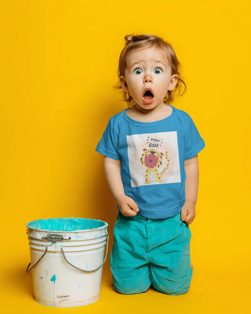 model wearing basic baby tee mockup