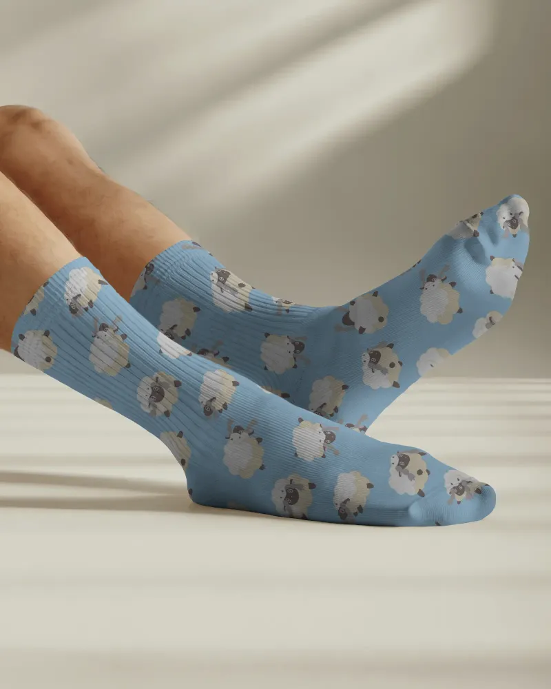 comfortable ribbed mid calf socks mockup