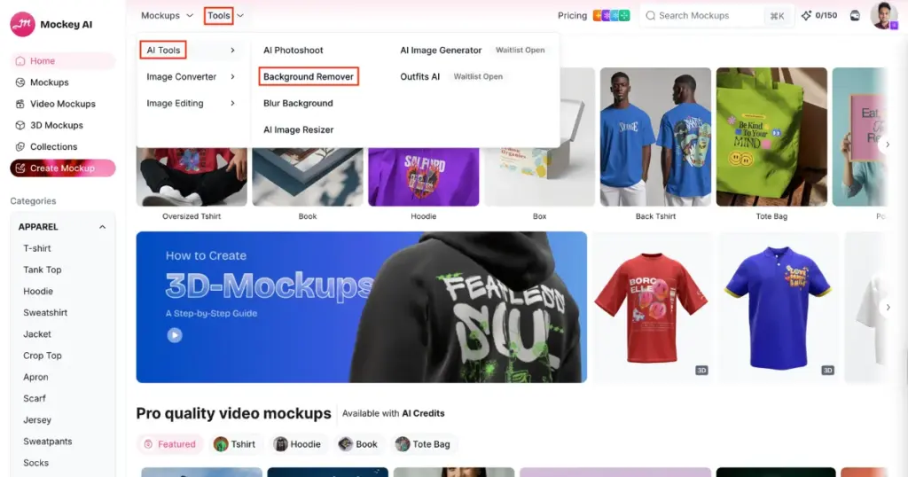 select background remover in ai tools section