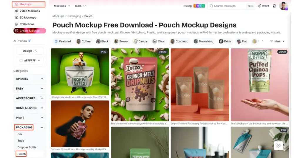 select pouch from packaging