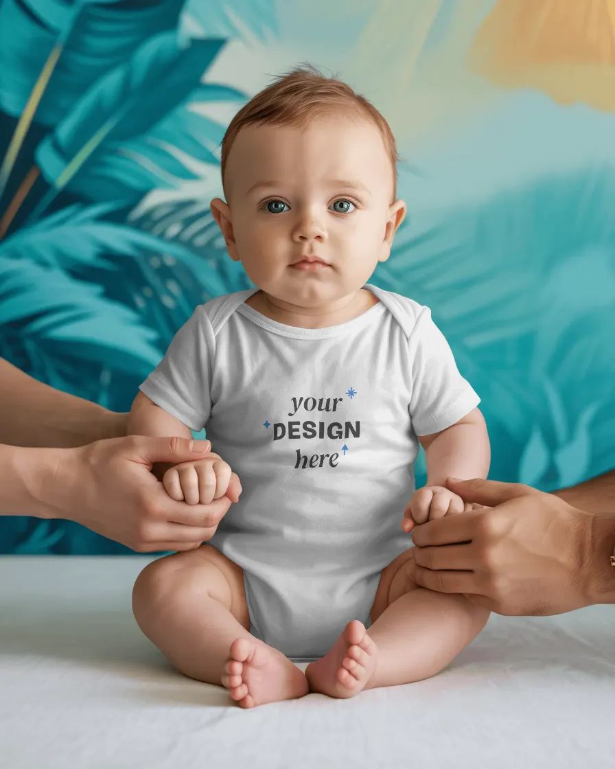 soft cotton baby onesie mockup