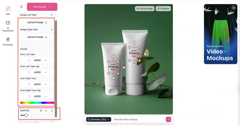 color and warping feature