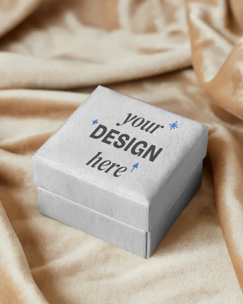 jewelry box mockup on beige fabric surface for luxury