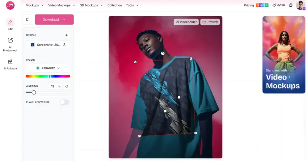 resize or rotate the design in mockey.ai