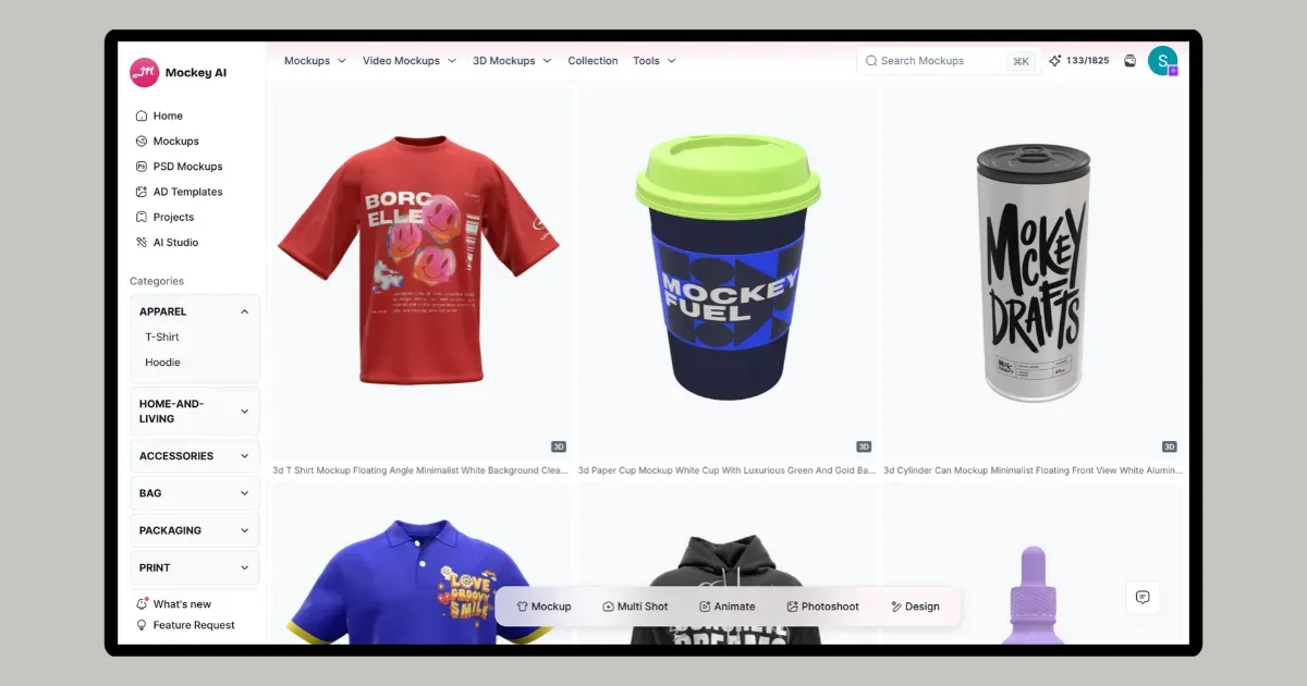 create 3d mockups in mockey ai