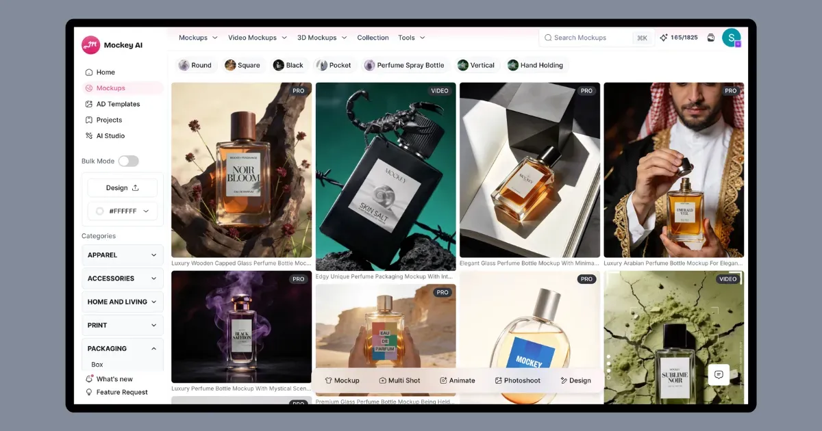 different perfume mockup types
