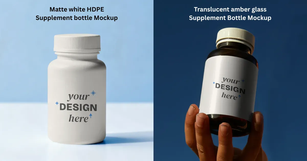 different types of supplement bottle mockups
