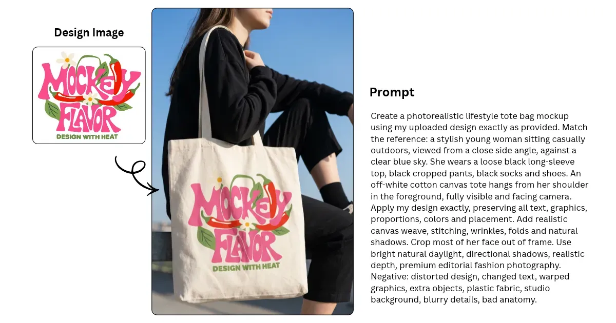 diy tote bag mockup in mockey ai