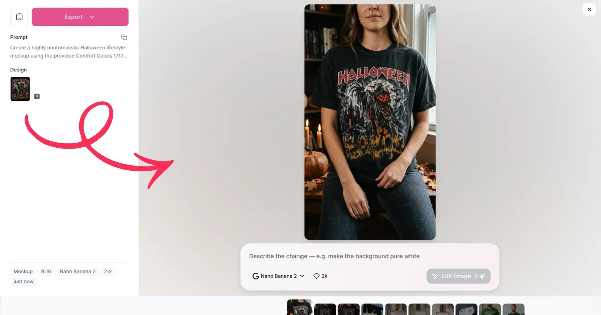 preview halloween t-shirt design by describing scene