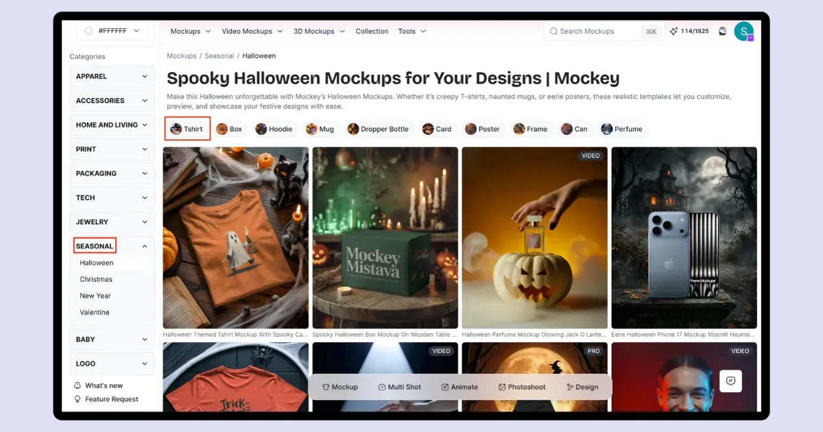 select a halloween t-shirt mockup template
