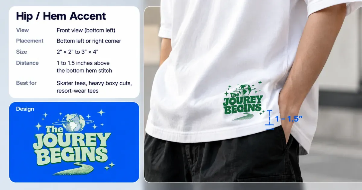 the bottom corner t-shirt design placement