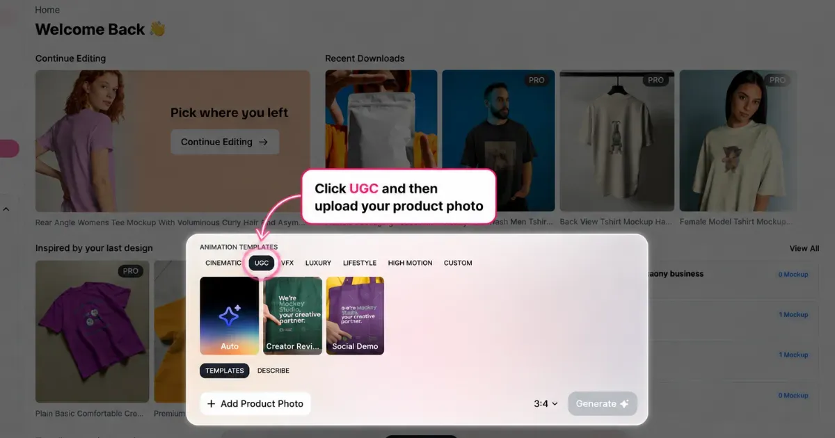 upload product photo for custom scene