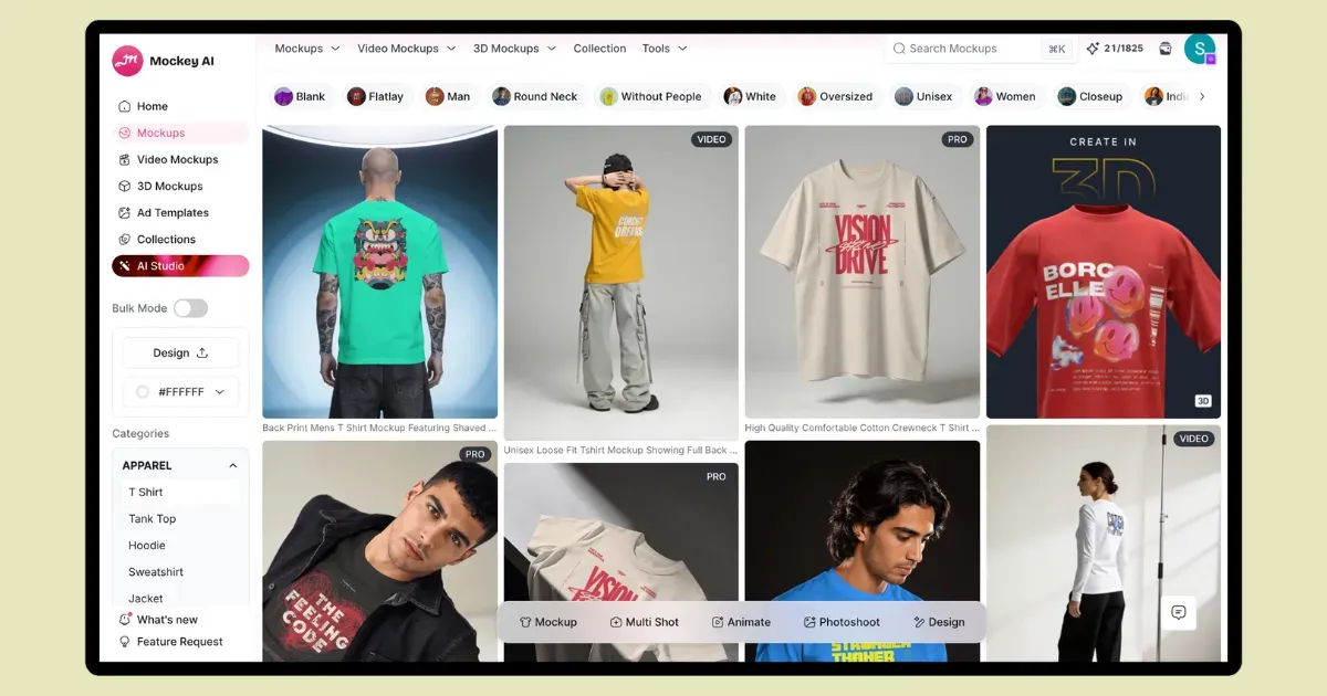 use t-shirt mockups for mockey ai to preview design placement